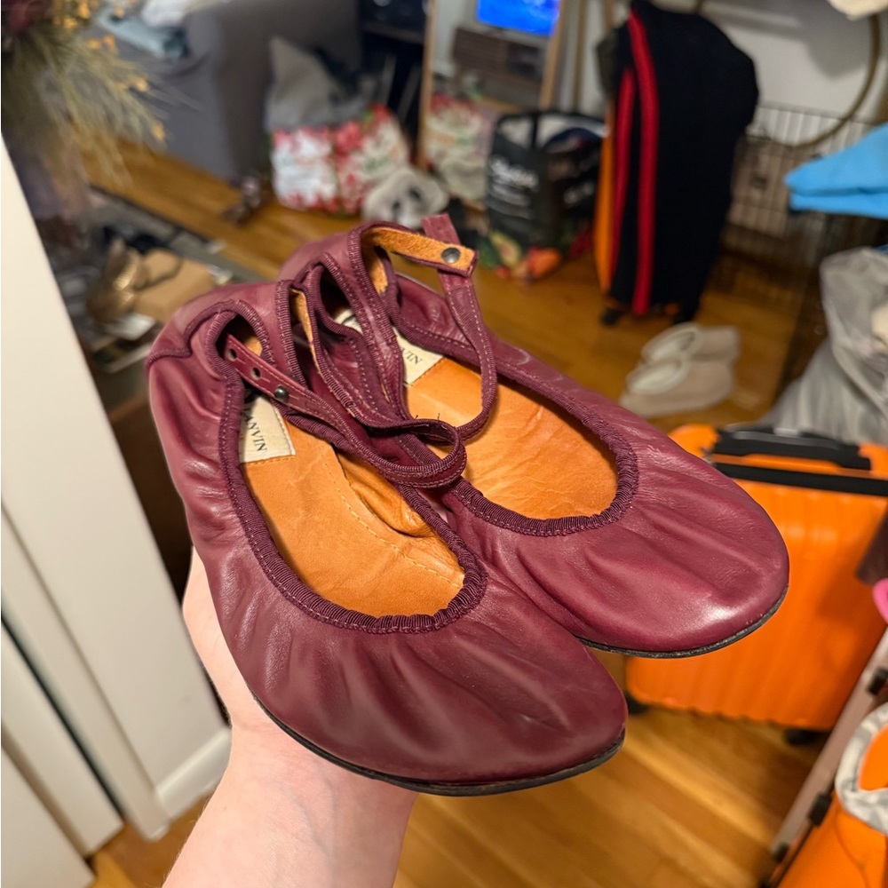 Lanvin oxblood leather flats